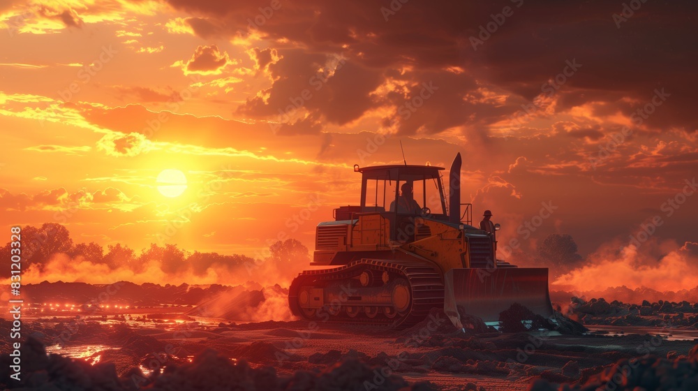 Bulldozer Digging Through Large Pile of Rubble Bulldozer Digging Through Large Pile of Rubble