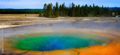 Natural Hot Spring Yellowstone Pool Colorful Natural Beautiful