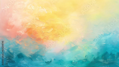 Abstract background with colorful pastel colors, soft brush strokes, and a dreamy atmosphere