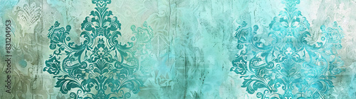 A seamless pattern of turquoise damask wallpaper