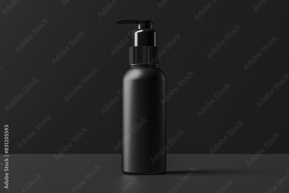 Cosmetic bottle mockup with isolated black background, generative ai Cosmetic bottle mockup with isolated black background, generative ai