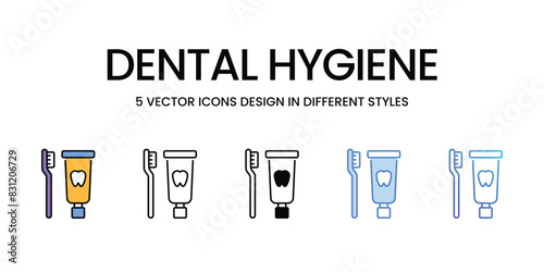 Dental Hygiene icons vector set stock illustration.