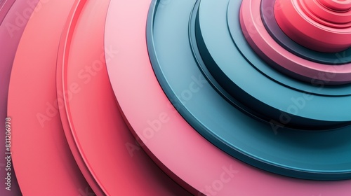 Abstract pink and blue circles with a 3D effect.
