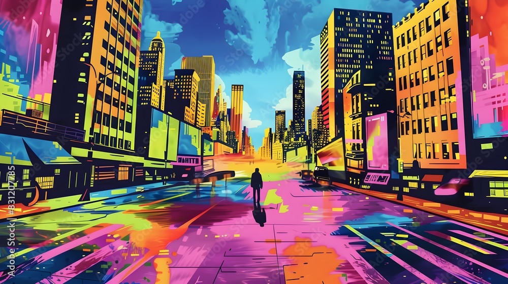 Obraz premium Captivating Cityscape of Glowing Neon Metropolis at Night