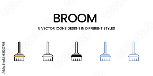 Broom icons vector set stock illustration.