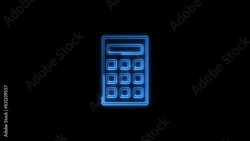 Abstract neon calculator icon animation