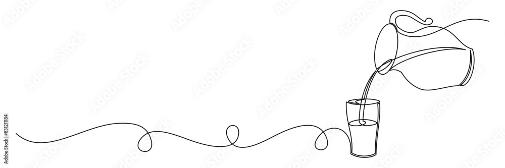 continuous line pouring milk continuous line pouring milk