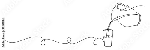 continuous line pouring milk