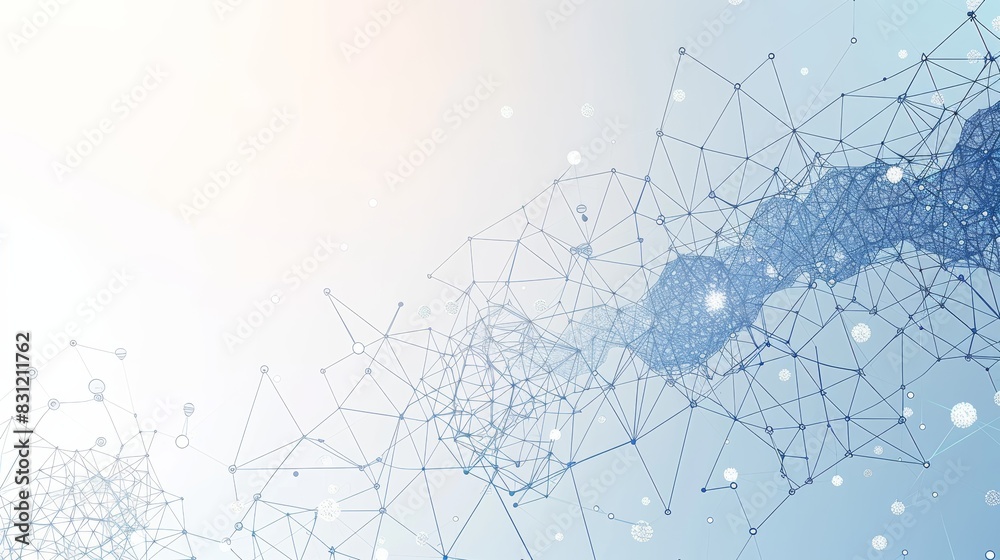 Obraz premium Abstract Background of Connected Dots and Lines Representing a Network or Data Flow in a Digital or Technological Concept with a Gradient Blue Background.