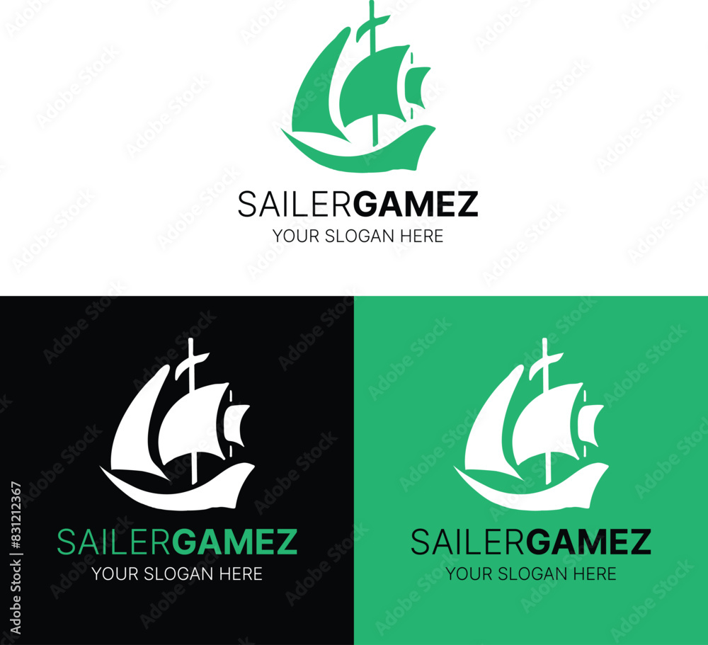 boat logo, ship logo, sail logo, sailorman logo, float logo, water logo ...