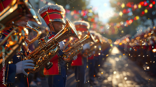 Labor Day Parade: High Resolution Image of Marching Bands Celebrating Community Spirit photo
