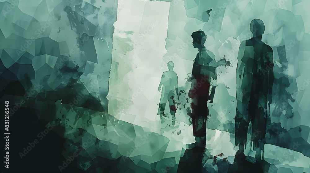 Fototapeta premium Enigmatic Silhouettes Emerging from the Misty Abyss