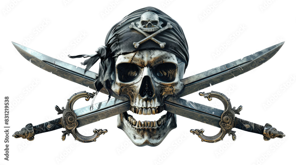 Naklejka premium pirates skull and crossbones logo isolated