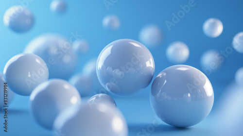 abstract background 3d wallpaper with soft blue balls, relaxing creative desktop wallpaper, business presentation backdrop
