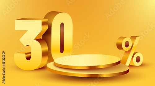 30 percent Off. Discount creative composition. Product presentation, mock up, podium. Sale banner and poster