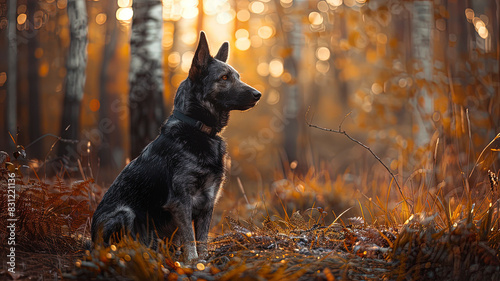 close up of a prretty dog in the park, beautiful dog in the grass, portrait of a dog photo