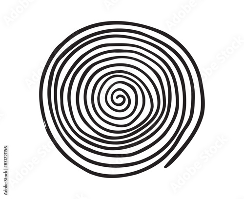 Hand drawn spiral line circle doodle texture. Modern abstract black round shape Hand drawn organic vector