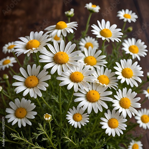 chamomile blooming in garden.