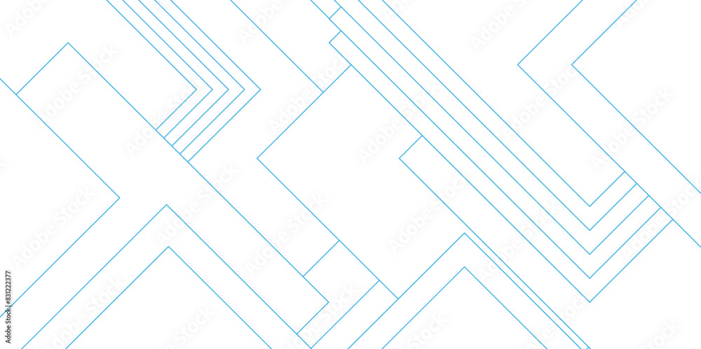 Fototapeta premium Abstract white Blue vector futuristic architecture with digital geometric with blueprint concept. Digital geometric connection blue lines with squares. 