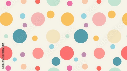 Colorful polka dot pattern featuring various sizes and shades of circles on a light background, perfect for designs and backgrounds.