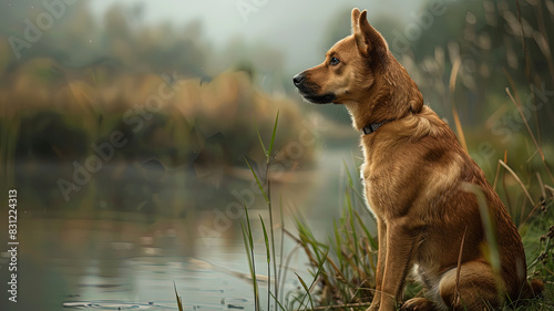 close up of a prretty dog in the park, beautiful dog in the grass, portrait of a dog