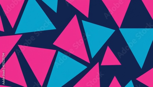 Free Download A vibrant abstract pattern features pink and blue triangles against a dark background. The geometric design is bold and modern, making it perfect for contemporary art and design projects.. AI - GFXLoad
