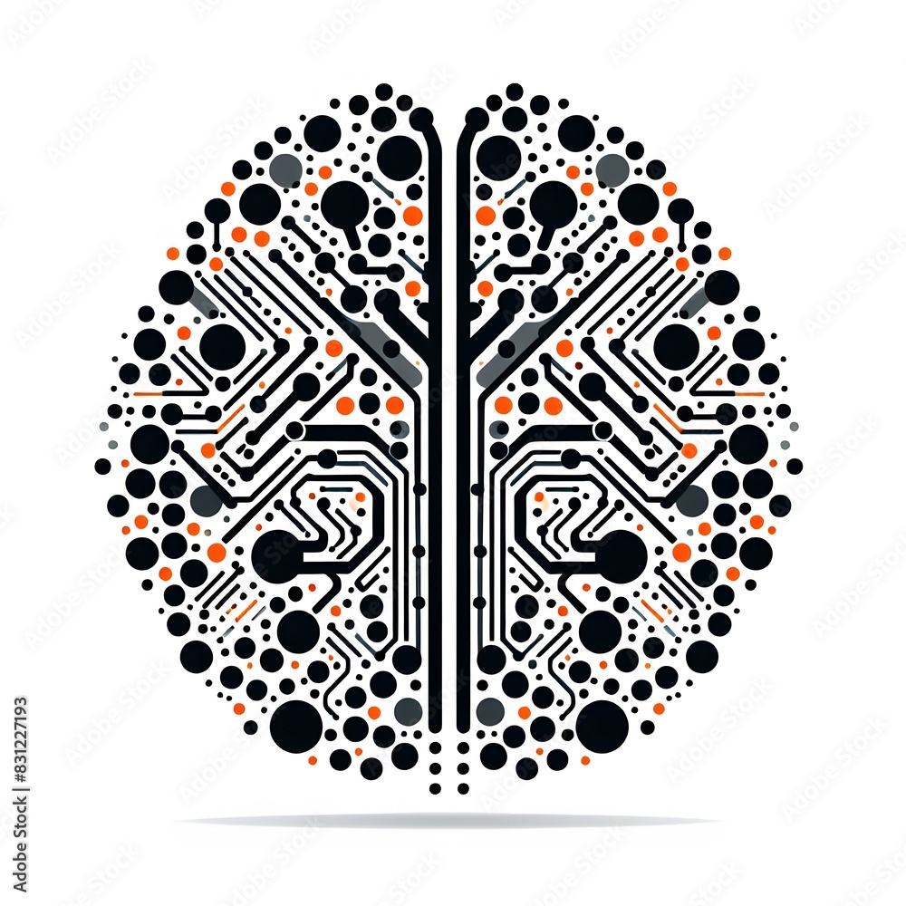 AI Generate of Abstract line and dots creating logo of Human Brain, Smart Brain, Artificial Intelligence, AI, Technology Development, in Light Background. AI Generate of Abstract line and dots creating logo of Human Brain, Smart Brain, Artificial Intelligence, AI, Technology Development, in Light Background.