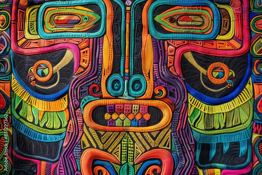 Fototapeta premium Heritage Unveiled Vibrant Panama Mola Tapestry