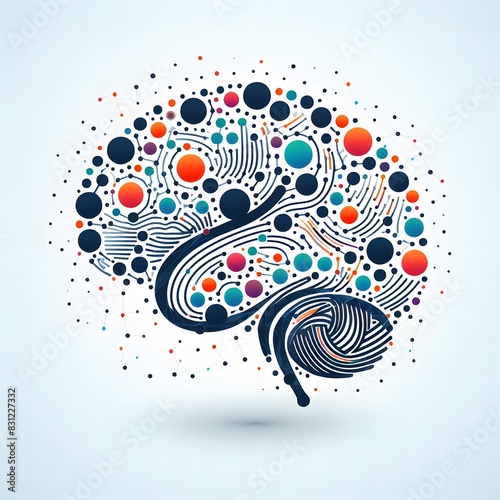 AI Generate of Abstract line and dots creating logo of Human Brain  Smart Brain  Artificial Intelligence  AI  Technology Development  in Light Background.