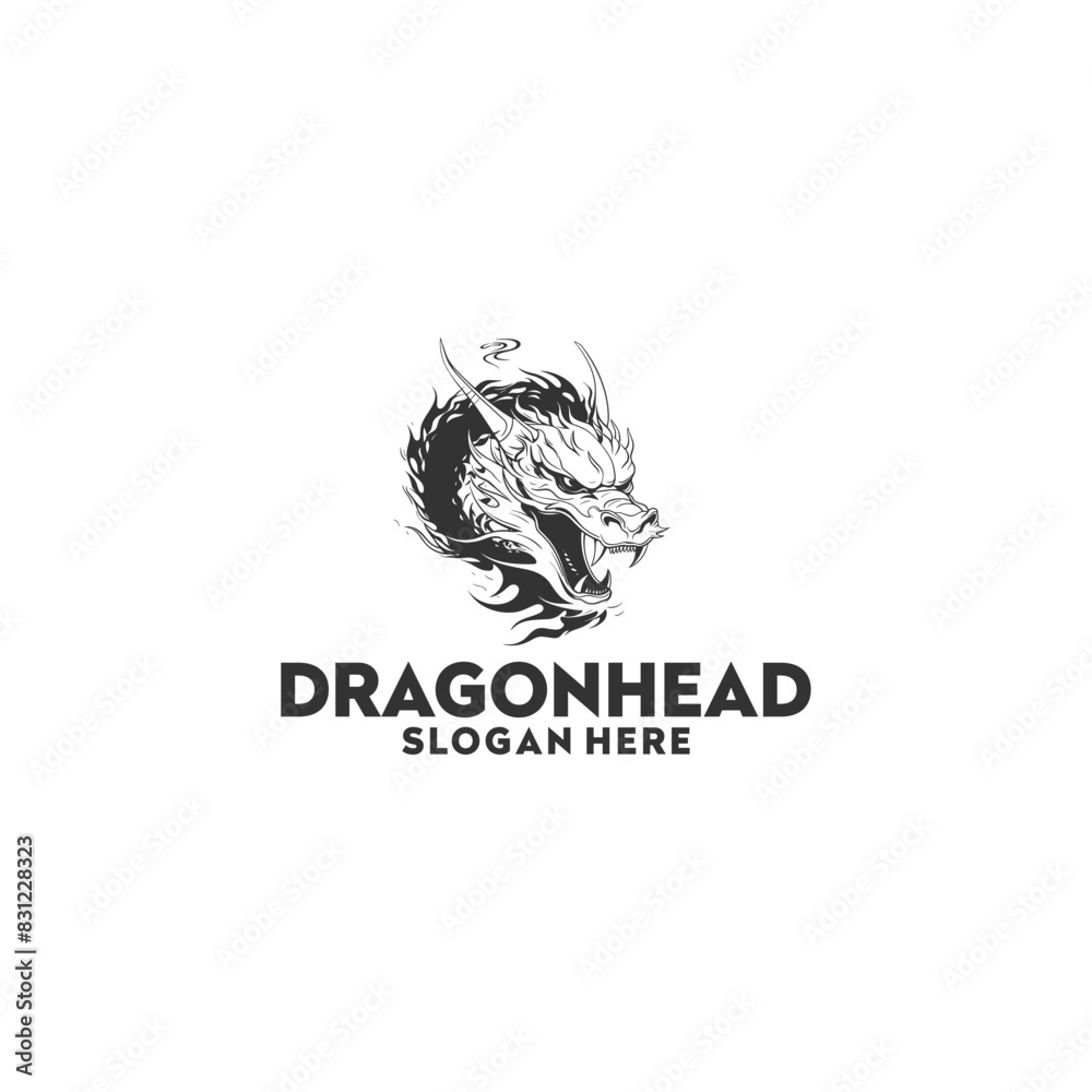 Dragon head logo vector illustration