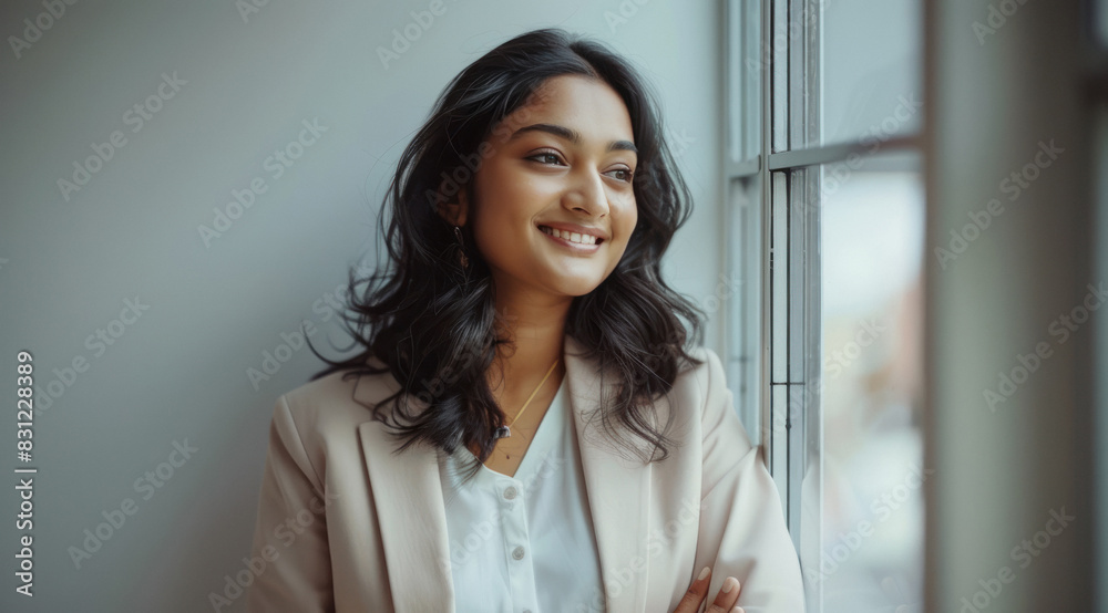 Young indian woman standing confidently and smiling