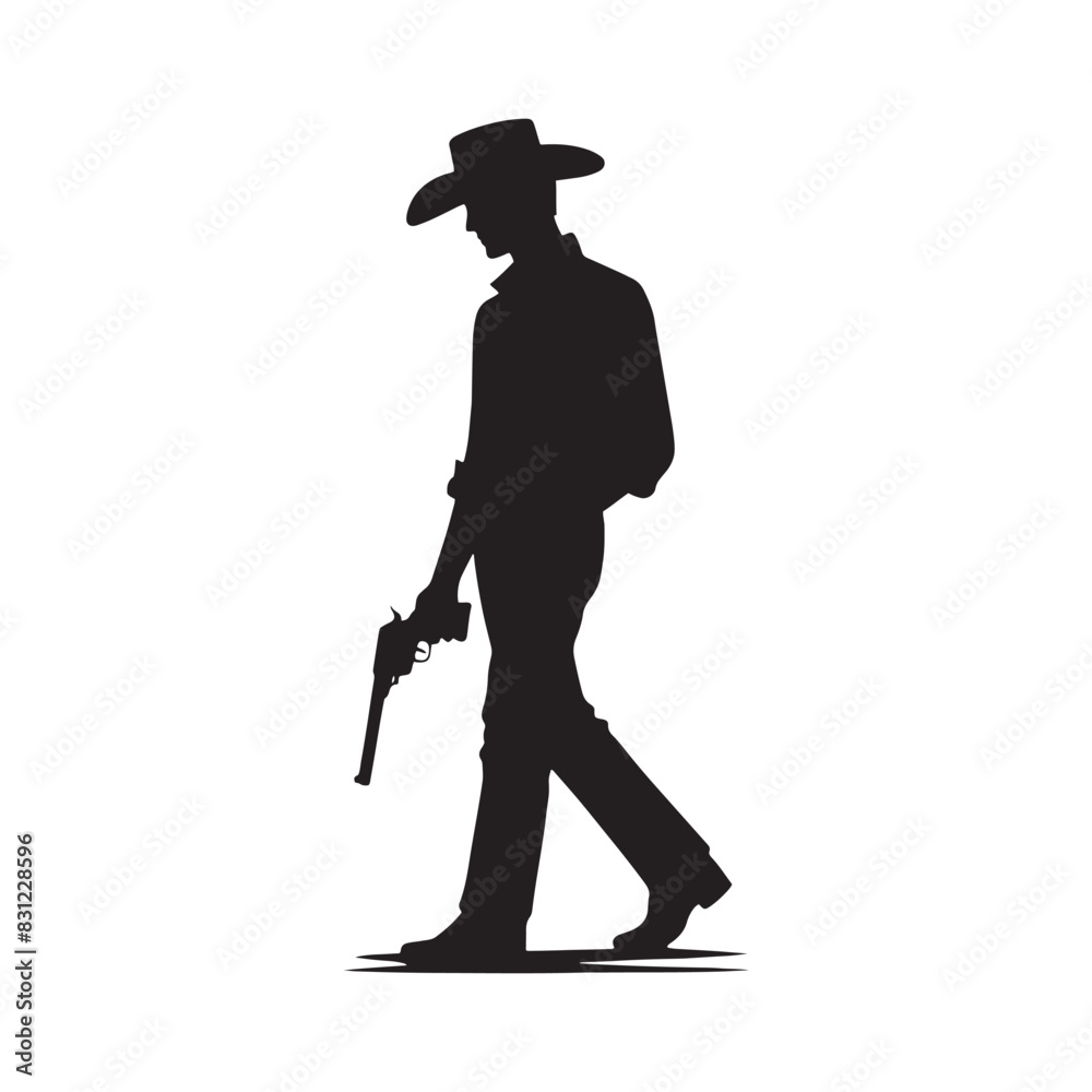 Detailed cowboy silhouette for rustic designs - minimalist cowboy vector
Detailed cowboy silhouette for rustic designs - minimalist cowboy vector