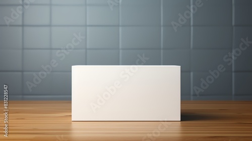 Blank white shipping box, minimalism, cool tones, studio photography, focus on texture and structure photo