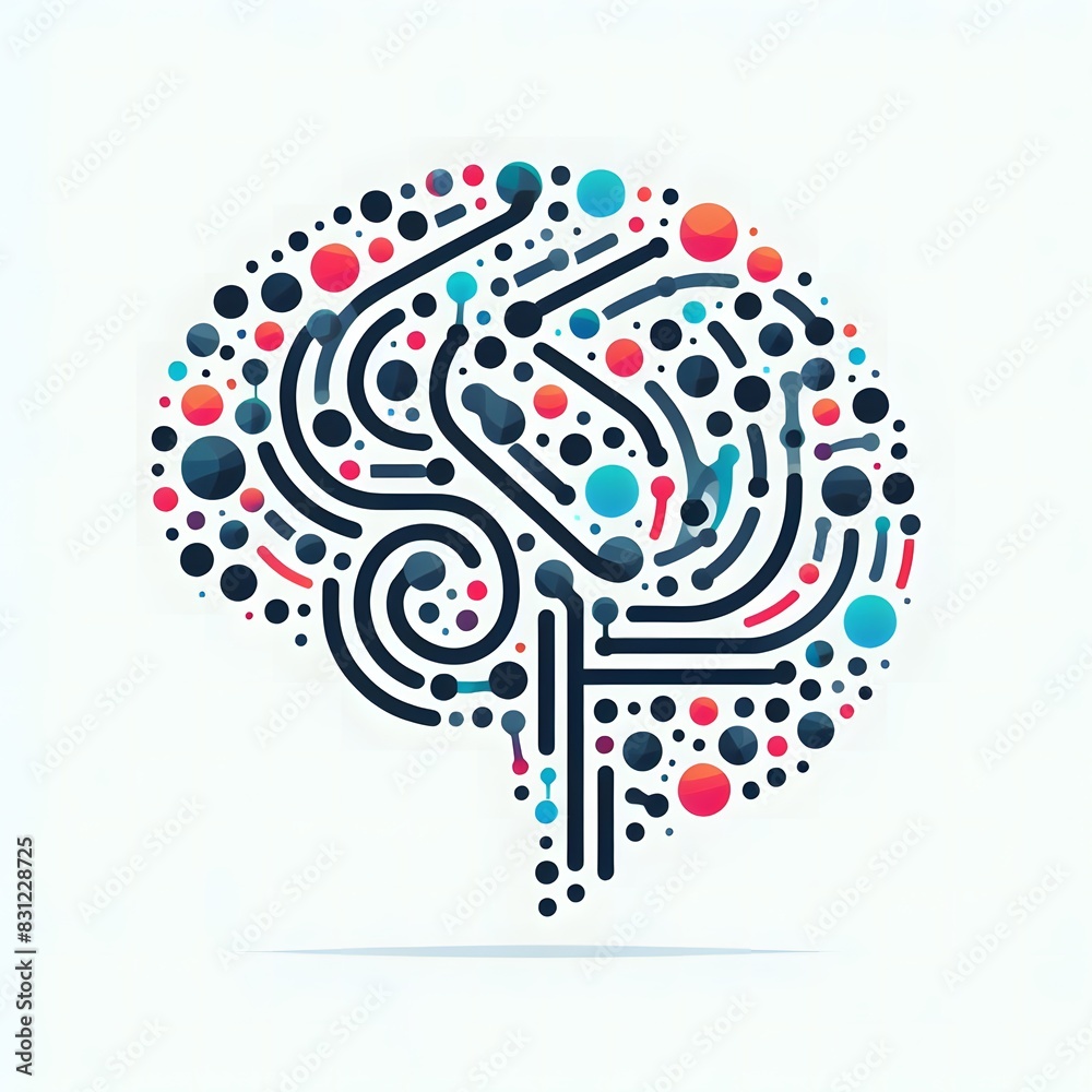 AI Generate of Abstract line and dots creating logo of Human Brain, Smart Brain, Artificial Intelligence, AI, Technology Development, in Light Background. AI Generate of Abstract line and dots creating logo of Human Brain, Smart Brain, Artificial Intelligence, AI, Technology Development, in Light Background.