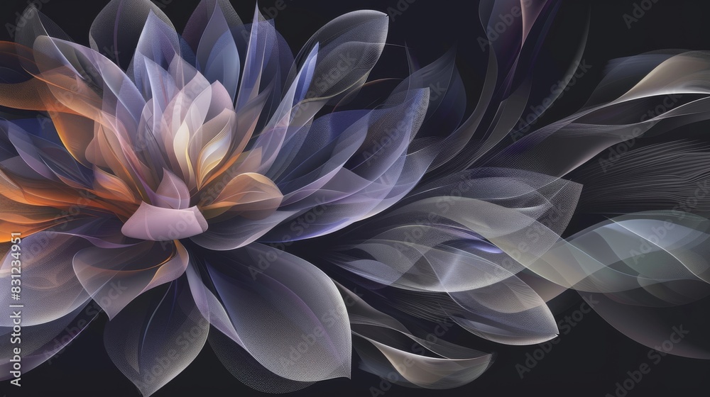 Abstract digital art of translucent floral design Abstract digital art of translucent floral design