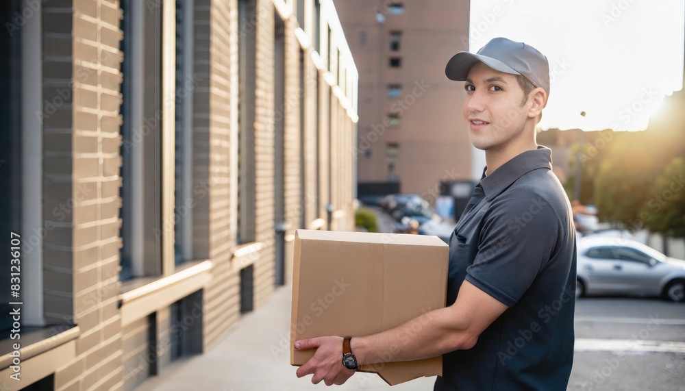 man in uniform delivering a package man in uniform delivering a package