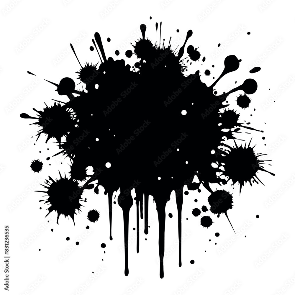 Fototapeta premium Beautiful and fantastic black grunge brush strokes splashes 
