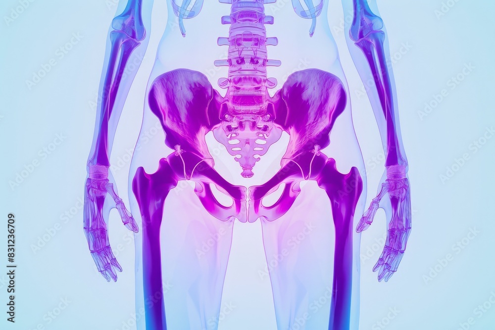 Medical X-ray image showing a vivid, detailed view of the human pelvis ...