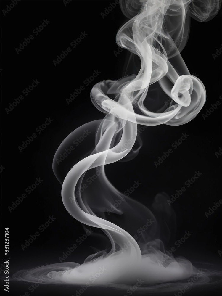 Obraz premium Smoke effect with black background. Stage white smoke spotlight background.