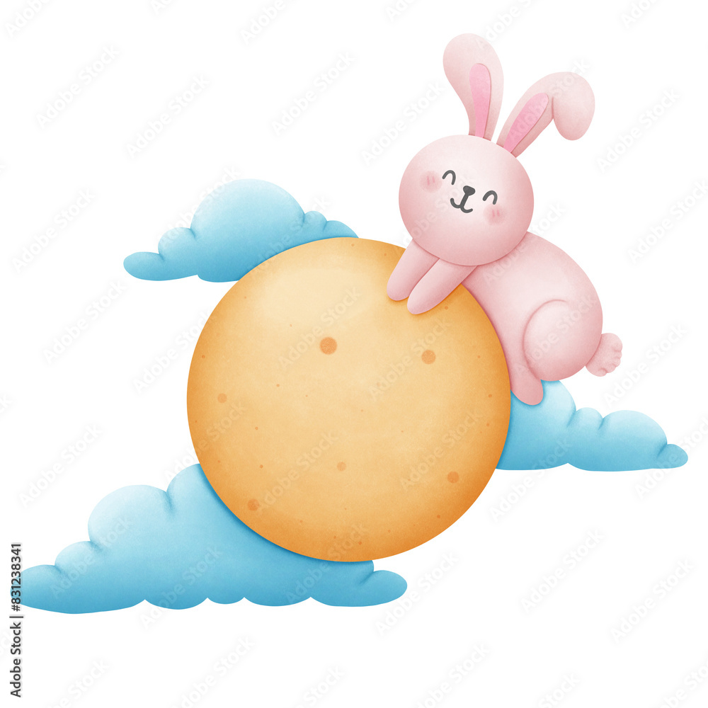 Mid Autumn Festival full moon with a cute rabbit Mid Autumn Festival full moon with a cute rabbit