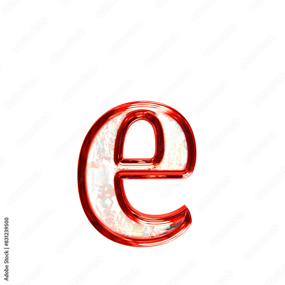 Ice 3d symbol in a red frame. letter e Ice 3d symbol in a red frame. letter e