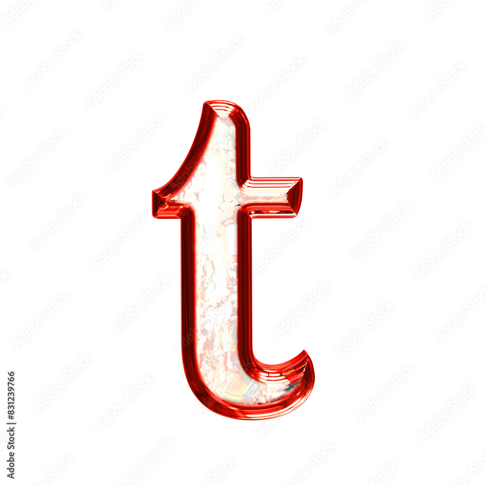 Ice 3d symbol in a red frame. letter t Ice 3d symbol in a red frame. letter t