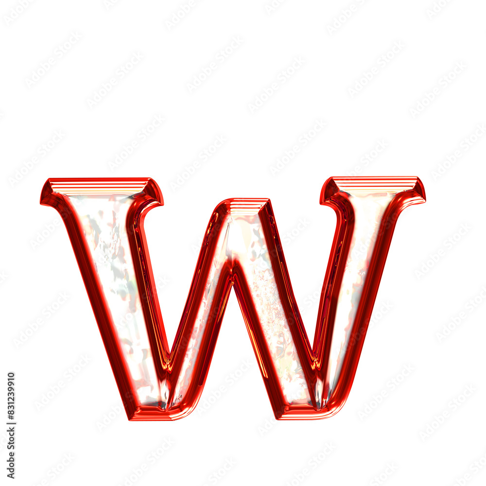 Ice 3d symbol in a red frame. letter w Ice 3d symbol in a red frame. letter w