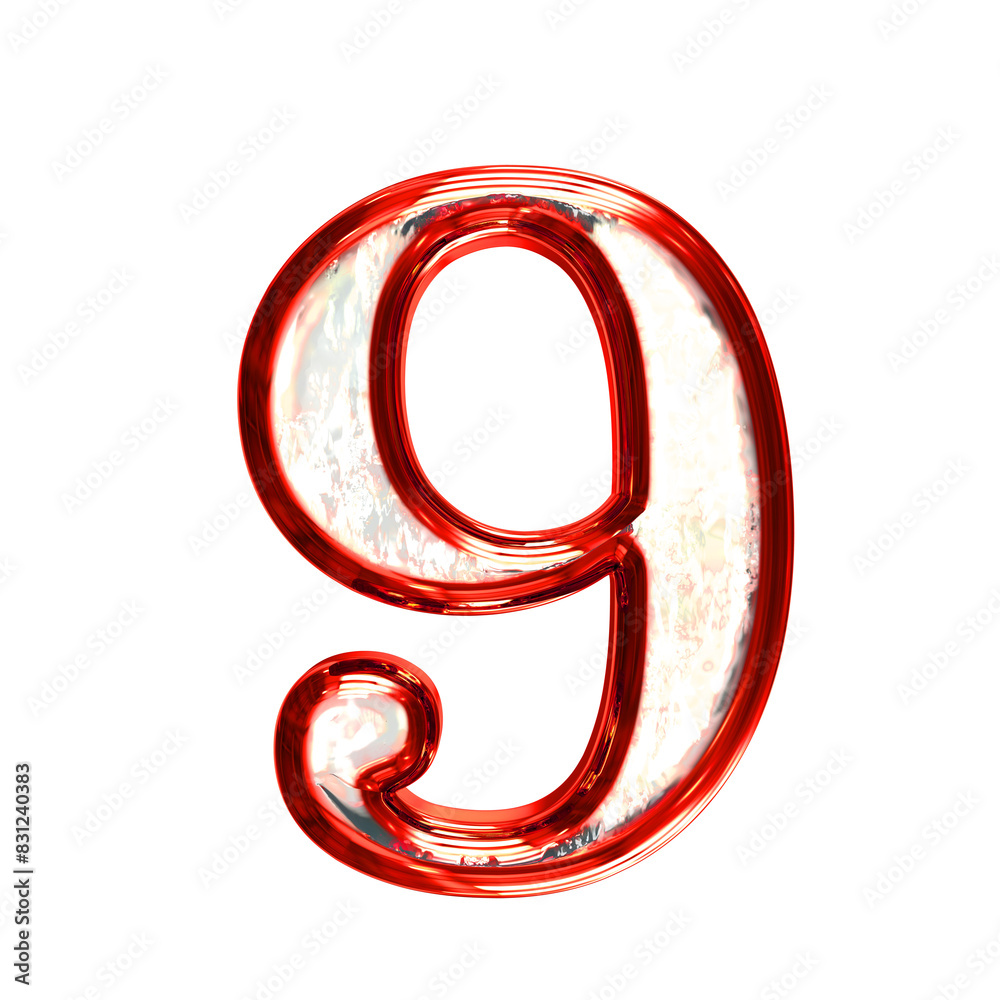Ice 3d symbol in a red frame. number 9 Ice 3d symbol in a red frame. number 9