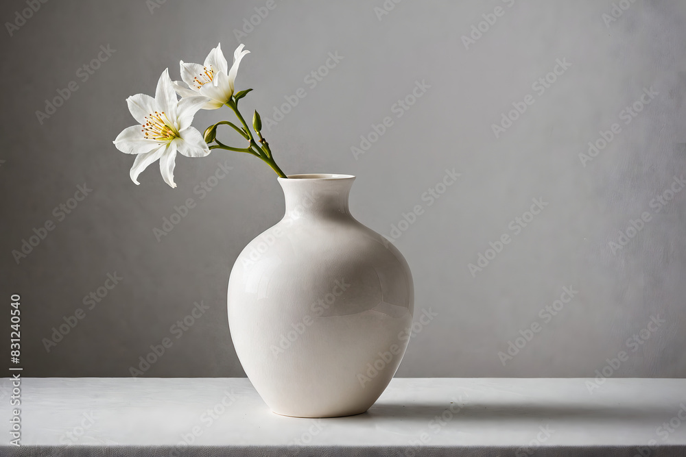 Elegant still life composition featuring a flower vase against a textured background, Generative AI Elegant still life composition featuring a flower vase against a textured background, Generative AI
