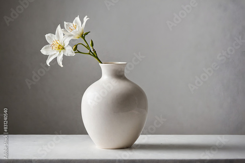 Elegant still life composition featuring a flower vase against a textured background  Generative AI