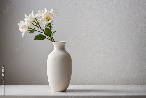 Elegant still life composition featuring a flower vase against a textured background  Generative AI