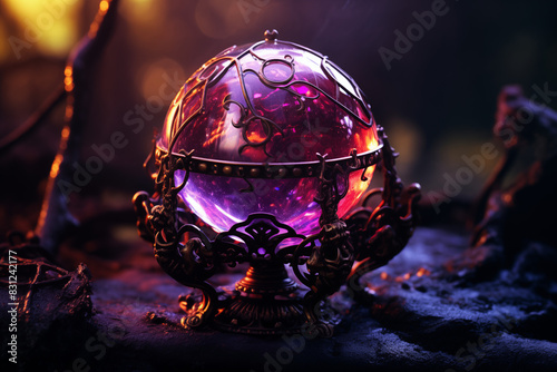 Mystical gothic fortune ball with purple gemstone  dark fantasy style decor