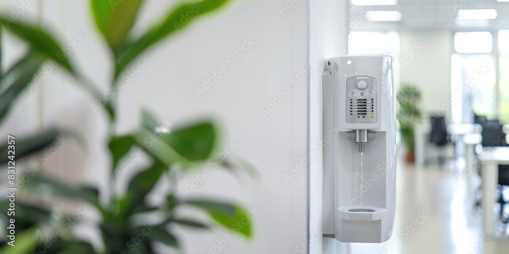 White water dispenser in the office, closeup on white background. White water dispenser in the office, closeup on white background.