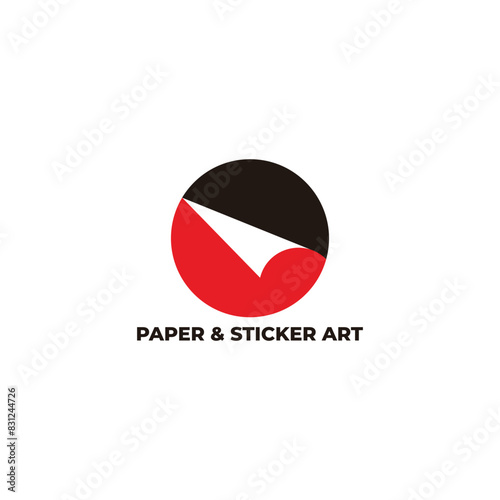 paper sticker circle 3d flat round logo vector
